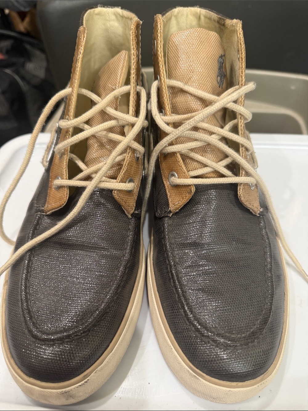 Polo by Ralph Lauren Brown and Tan Men's Chukka Boots